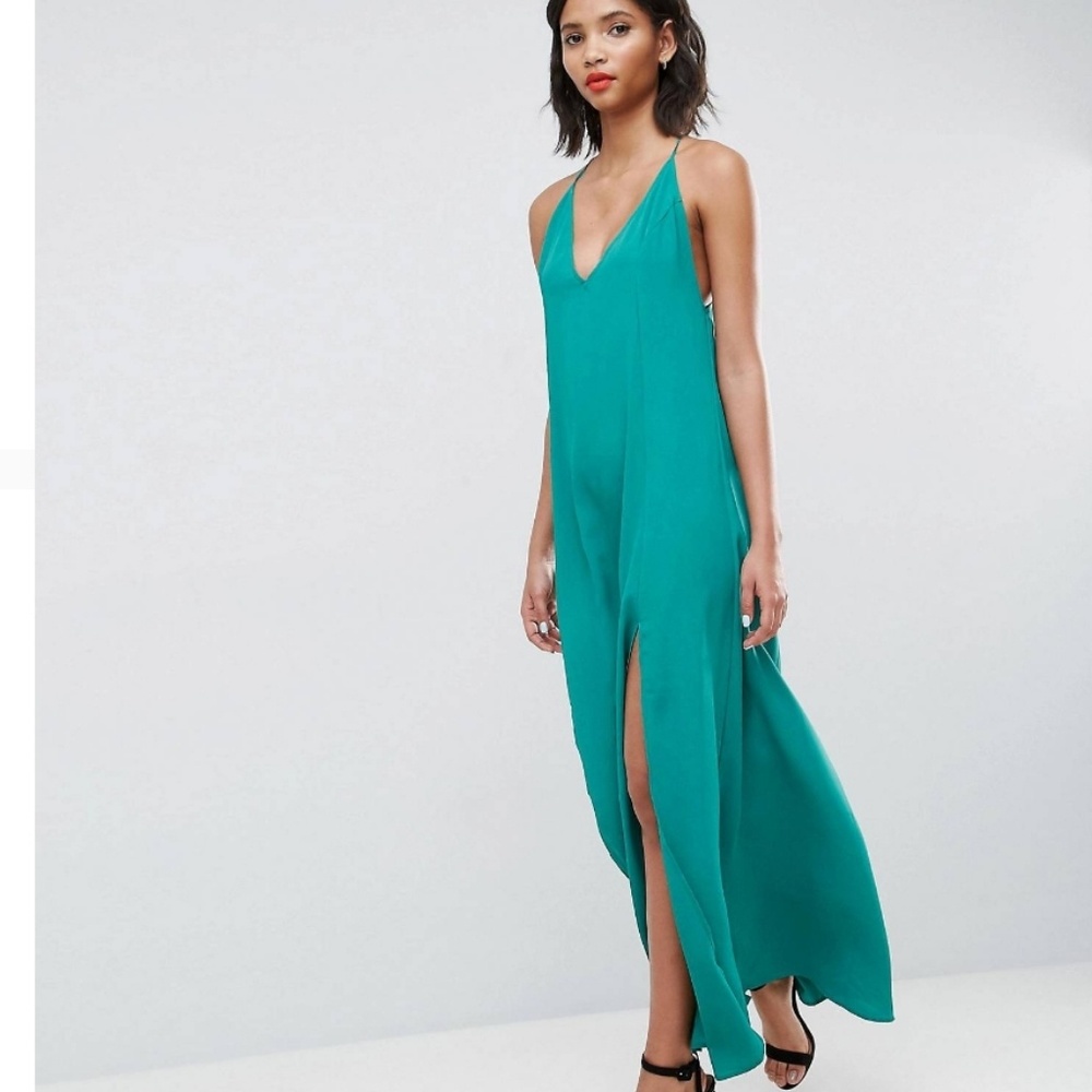 Asos green flowy maxi dress sz 0